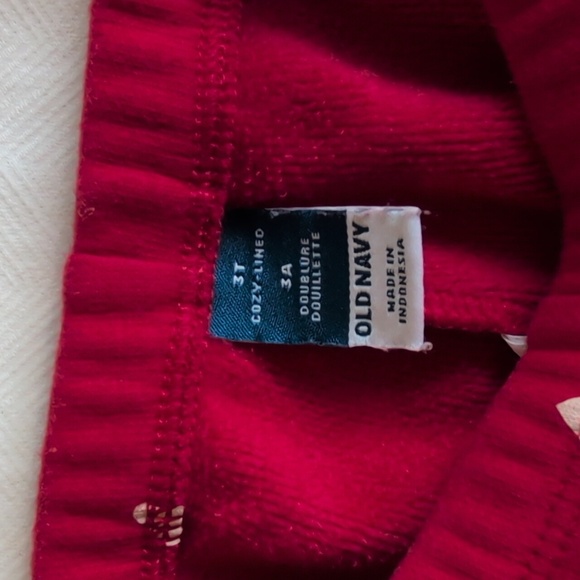 old navy cozy-lined warm red heart valentine's day leggings 3T toddler girls - Picture 4 of 7